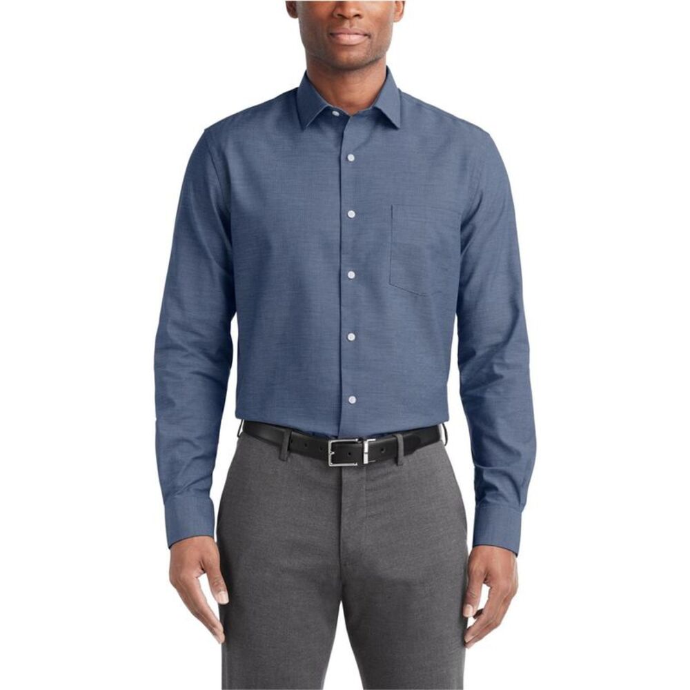 Van Heusen Mens Stain Shield Regular Fit Button Down Dress Shirt, NWT